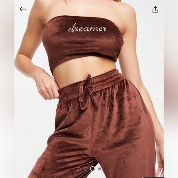 NWT ASOS Threadbare orchid velour bandeau lounge set in brown (price is firm) - Picture 11 of 13